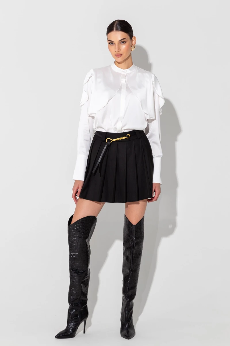 Easy padding dress ホワイト/ブラック S/M Міні-спідниця зі складками в чорному для образів щодня